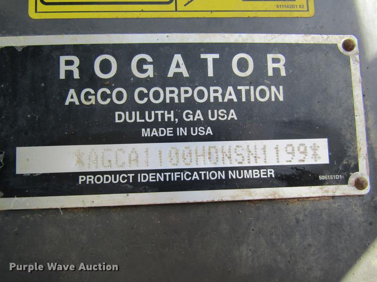 image for item DC4484 2013 Ag-Chem RoGator RG1100 self-propelled dry spreader applicator