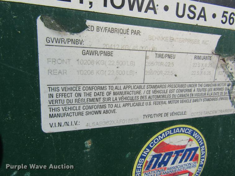 image for item DC4498 2010 Doyle dry fertilizer tender trailer