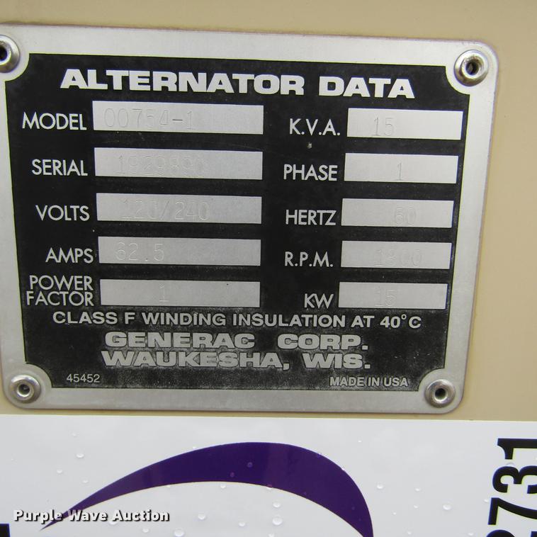 image for item DD2731 1998 Generac 00754-1 generator