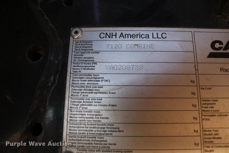 image for item DD8705 2010 Case IH 7120 RWA combine