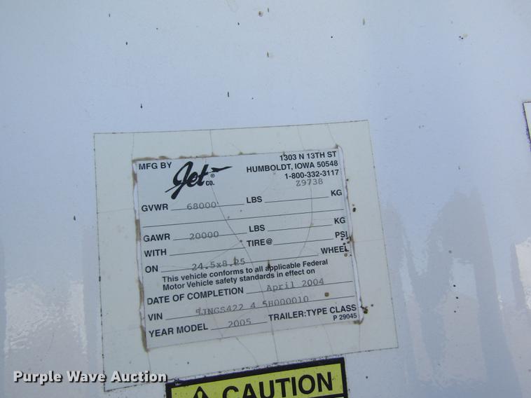 image for item DD8710 2005 Jet double hopper bottom grain trailer