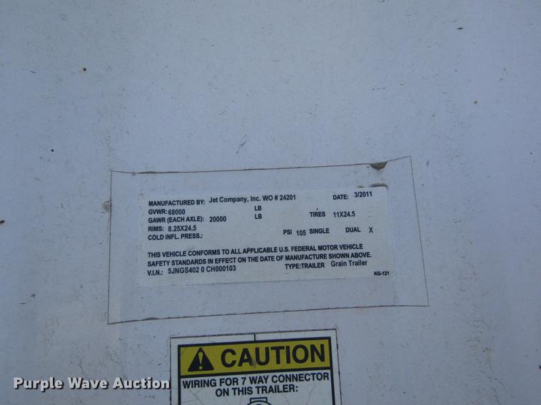 image for item DD8712 2012 Jet double hopper bottom grain trailer
