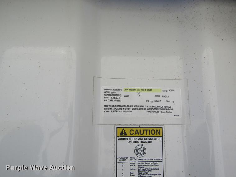 image for item DD8724 2009 Jet double hopper bottom grain trailer