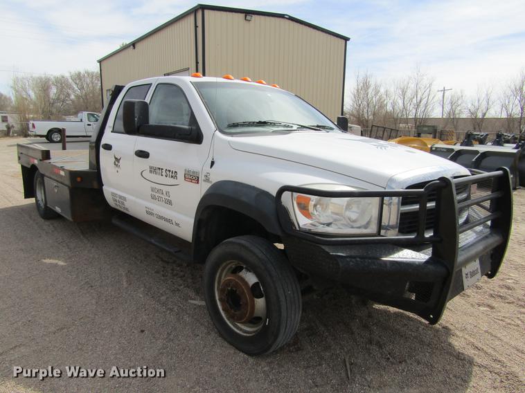 image for item DE6656 2008 Dodge Ram 5500HD SLT Quad Cab flatbed pickup truck