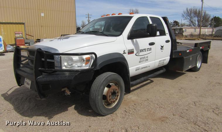 image for item DE6656 2008 Dodge Ram 5500HD SLT Quad Cab flatbed pickup truck
