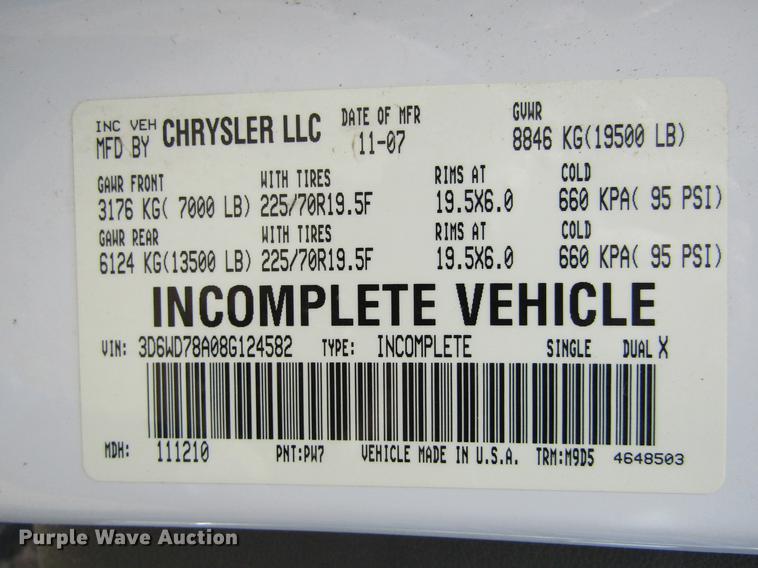 image for item DE6656 2008 Dodge Ram 5500HD SLT Quad Cab flatbed pickup truck