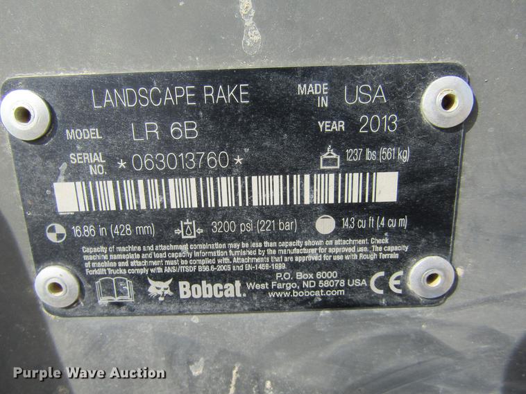 image for item DE6657 2013 Bobcat LR6B landscape rake