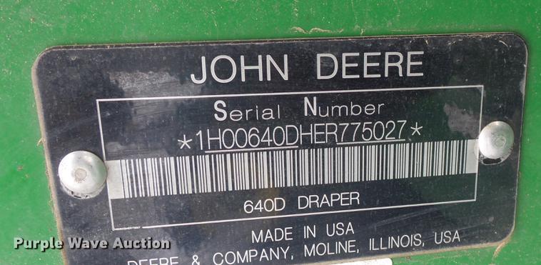image for item EA9717 2015 John Deere 640D draper head