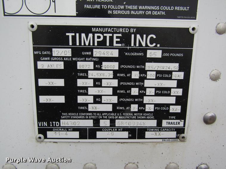 image for item DB1244 2006 Timpte Super Hopper double hopper bottom grain trailer