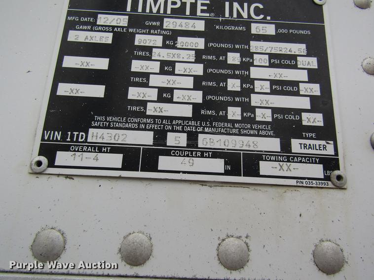 image for item DB1244 2006 Timpte Super Hopper double hopper bottom grain trailer