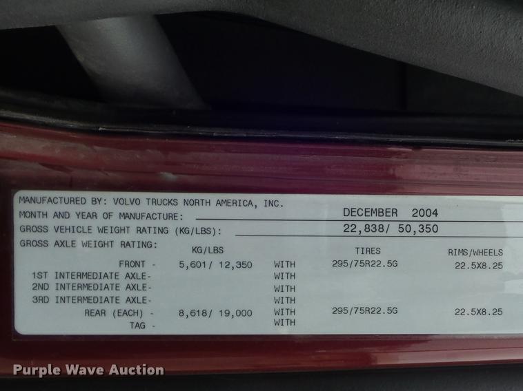 image for item DC7396 2005 Volvo VNL semi truck