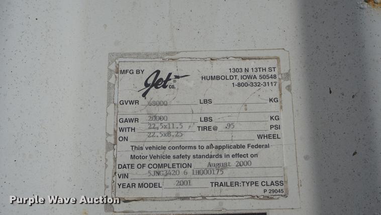 image for item DE3093 2001 Jet double hopper bottom grain trailer