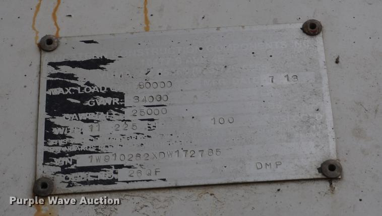 image for item DE3105 2013 Western 26QF end dump trailer