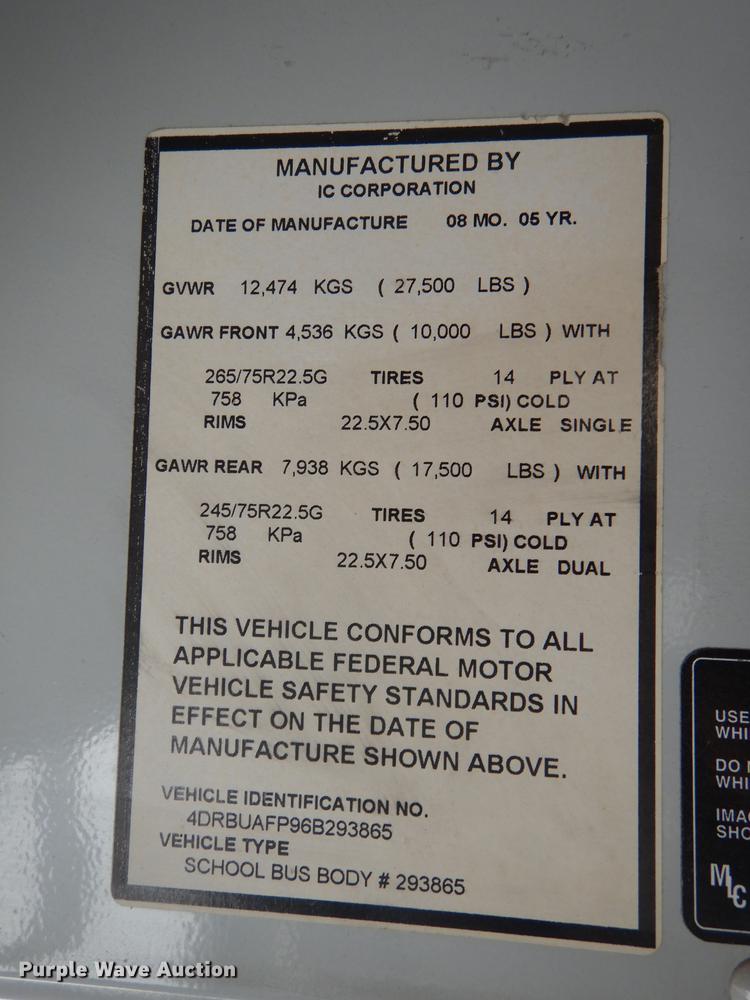 image for item DC0350 2006 International CE200 school bus