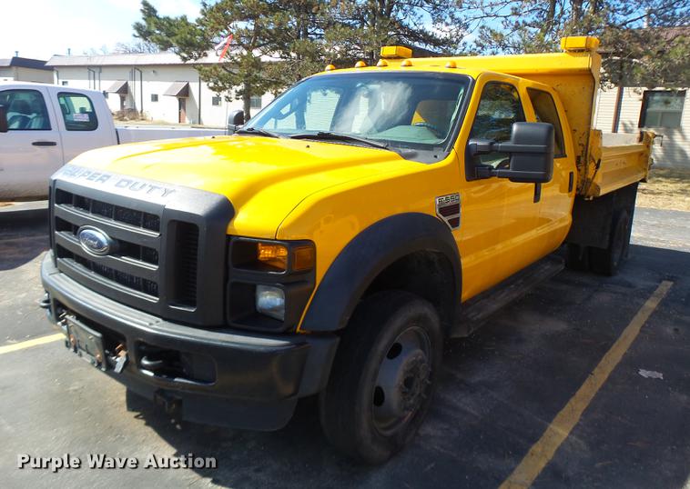 image for item DC4418 2008 Ford F550 Crew Cab flatbed dump truck