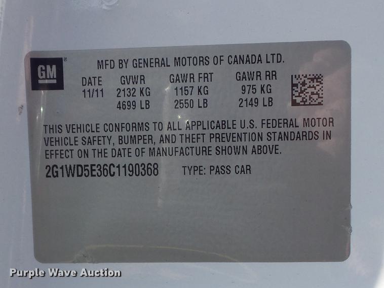 image for item DC7387 2012 Chevrolet Impala Police Cruiser