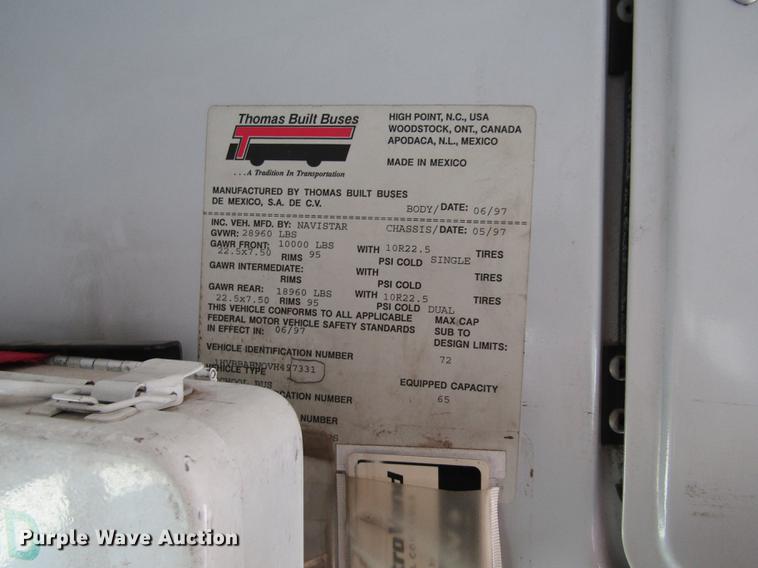 image for item DD8736 1997 International 3800 Thomas school bus