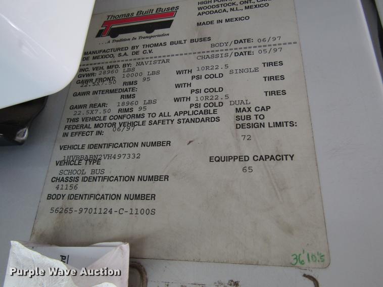 image for item DD8739 1997 International 3800 school bus