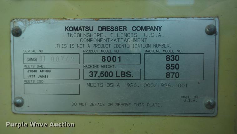 image for item DE3096 1993 Galion Dresser 850 motor grader