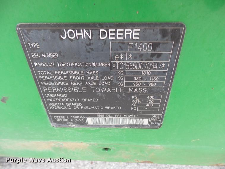 image for item DV9548 John Deere 1565 Series II lawn mower