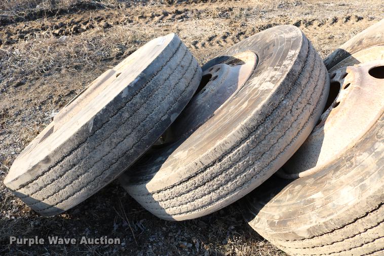 image for item EW9009 (4) Goodyear G149RSA 11R24.5 tires and wheels