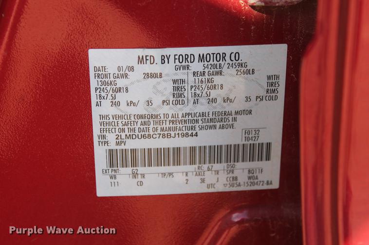 image for item DB5155 2008 Lincoln MKX SUV