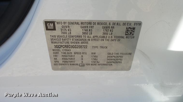 image for item DC1986 2016 Chevrolet Silverado 1500 Crew Cab pickup truck