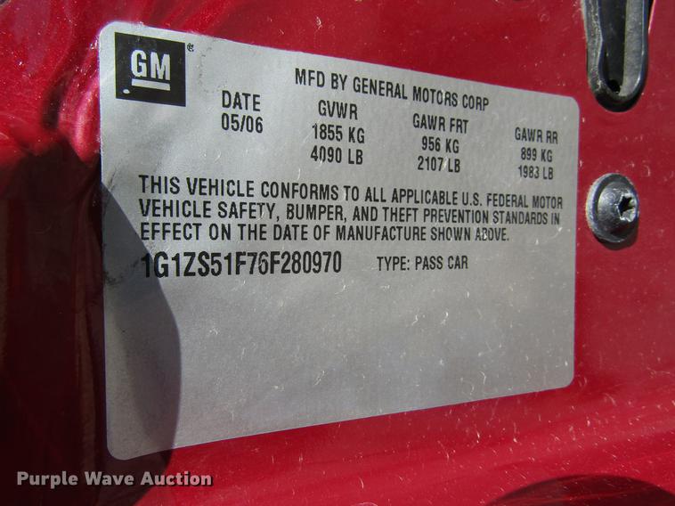 image for item DC4456 2006 Chevrolet Malibu