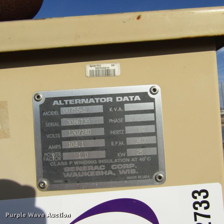 image for item DD2733 1998 Generac 00755-5 generator