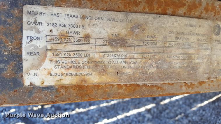image for item DF3544 2006 East Texas Longhorn utility trailer