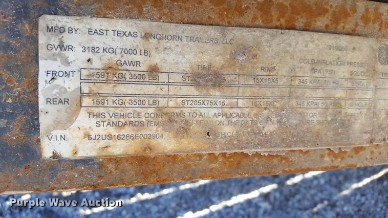 image for item DF3544 2006 East Texas Longhorn utility trailer