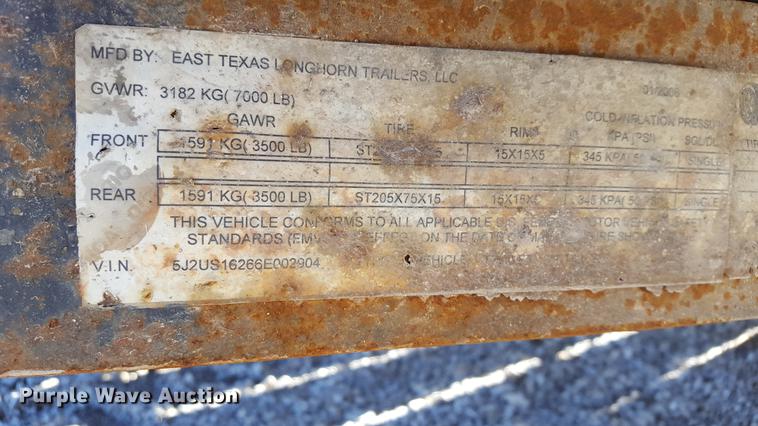 image for item DF3544 2006 East Texas Longhorn utility trailer