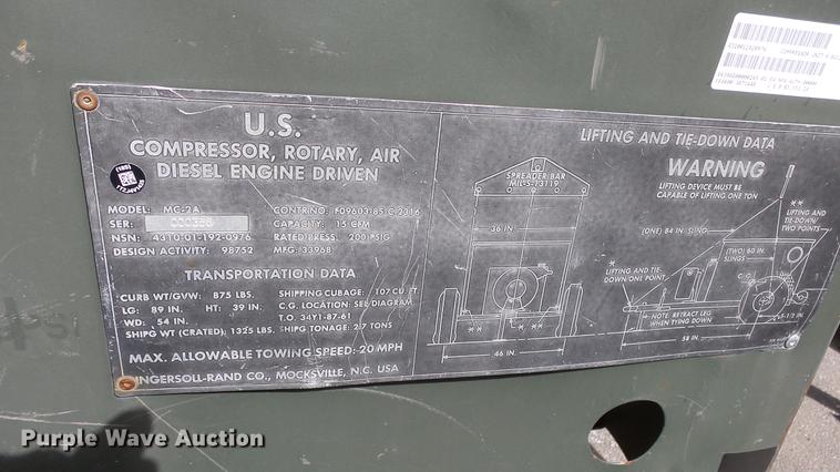 image for item EA9824 Ingersoll Rand MC-2A air compressor