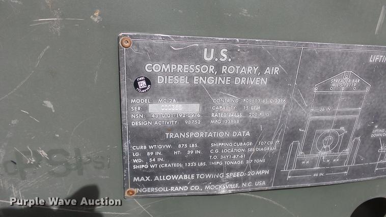 image for item EA9824 Ingersoll Rand MC-2A air compressor