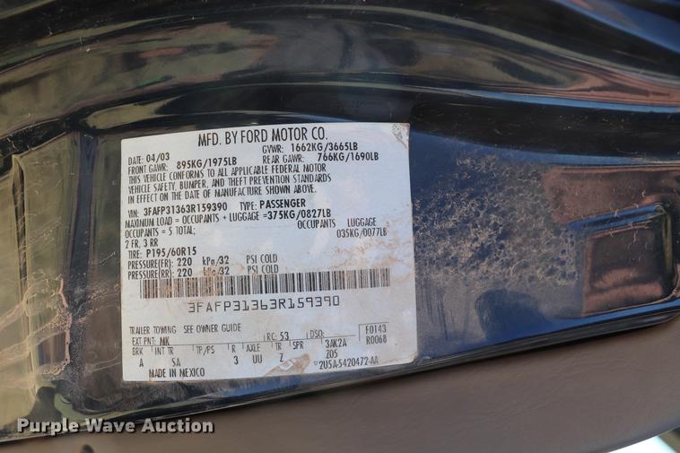 image for item EJ9797 2003 Ford Focus ZX3