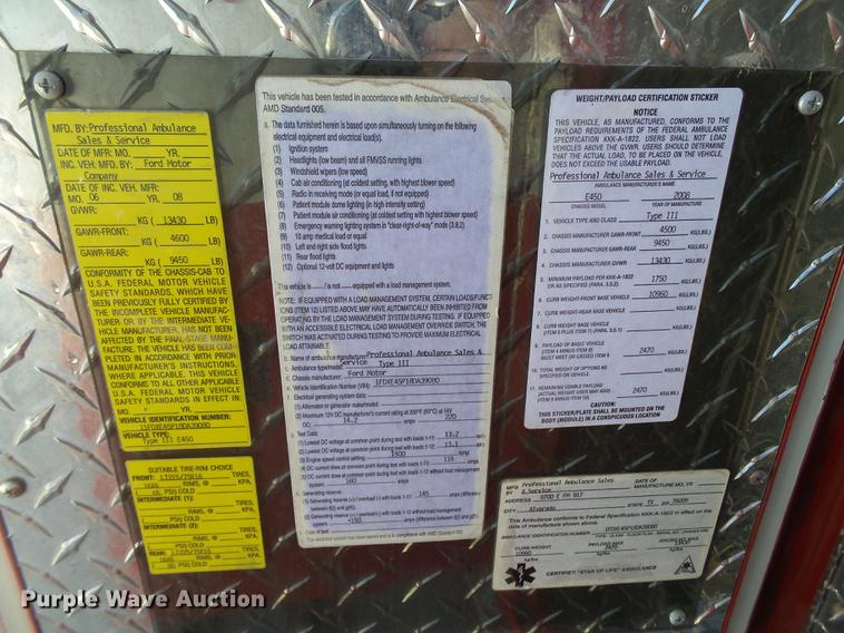 image for item EN9532 2008 Ford E450 ambulance