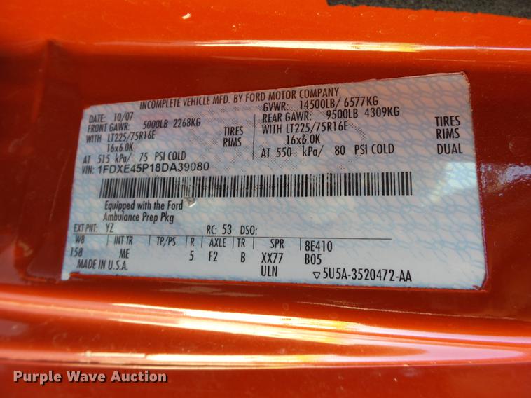 image for item EN9532 2008 Ford E450 ambulance