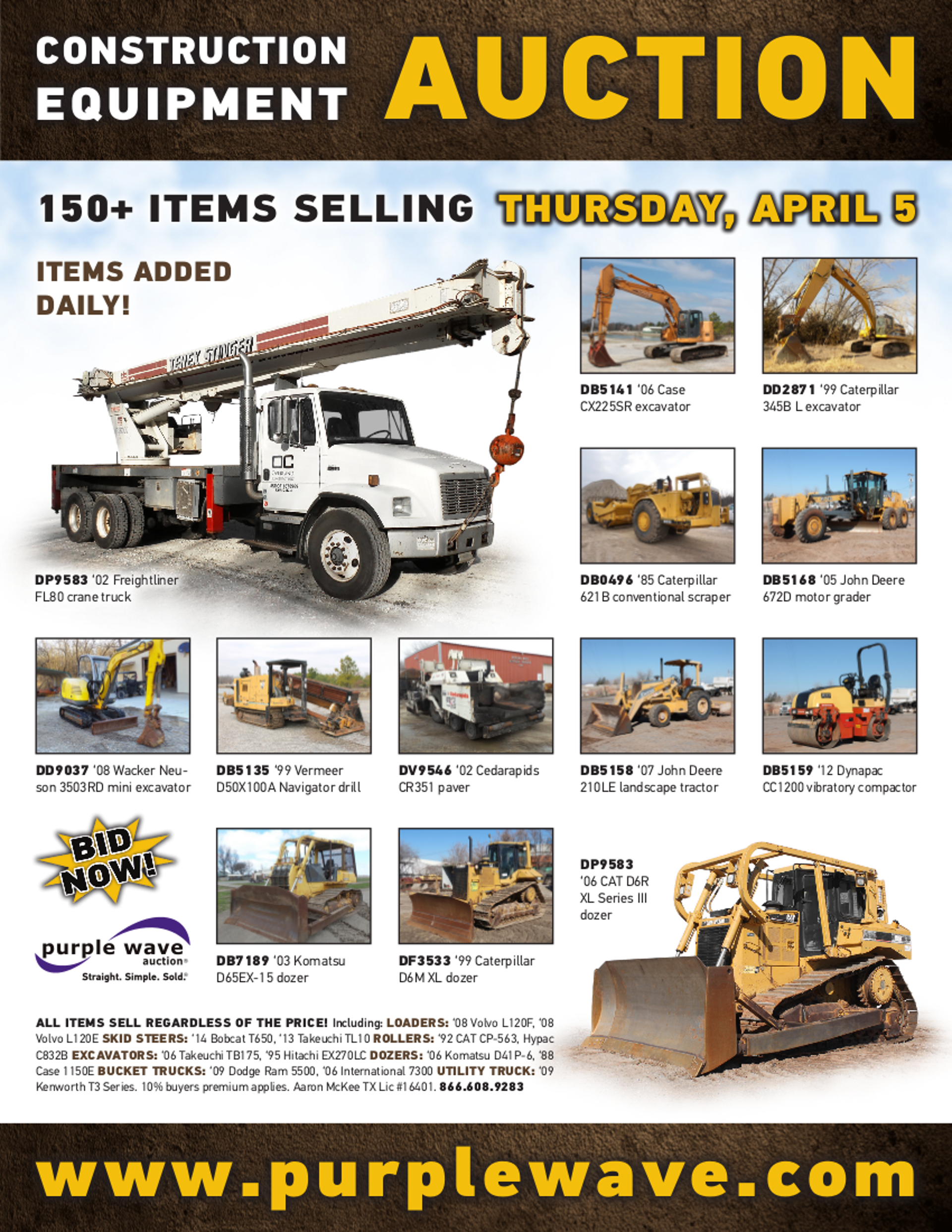 SOLD! Construction Equipment Auction Items Sold 452018 Purple Wave