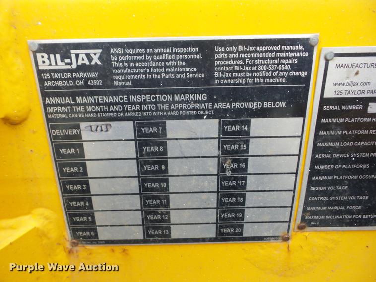 image for item AY9599 2011 Bil-Jax 4527A boom lift