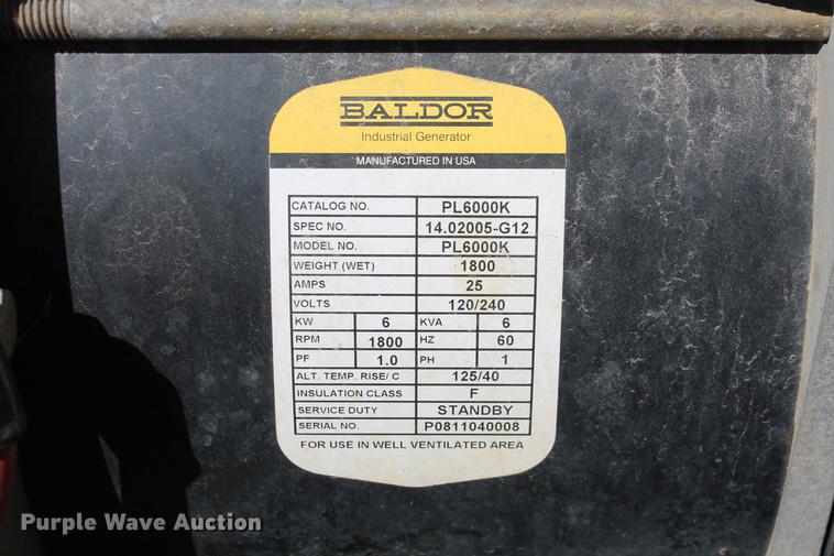 image for item DB5140 2008 Baldor Pow'r Lite PL6000K light plant