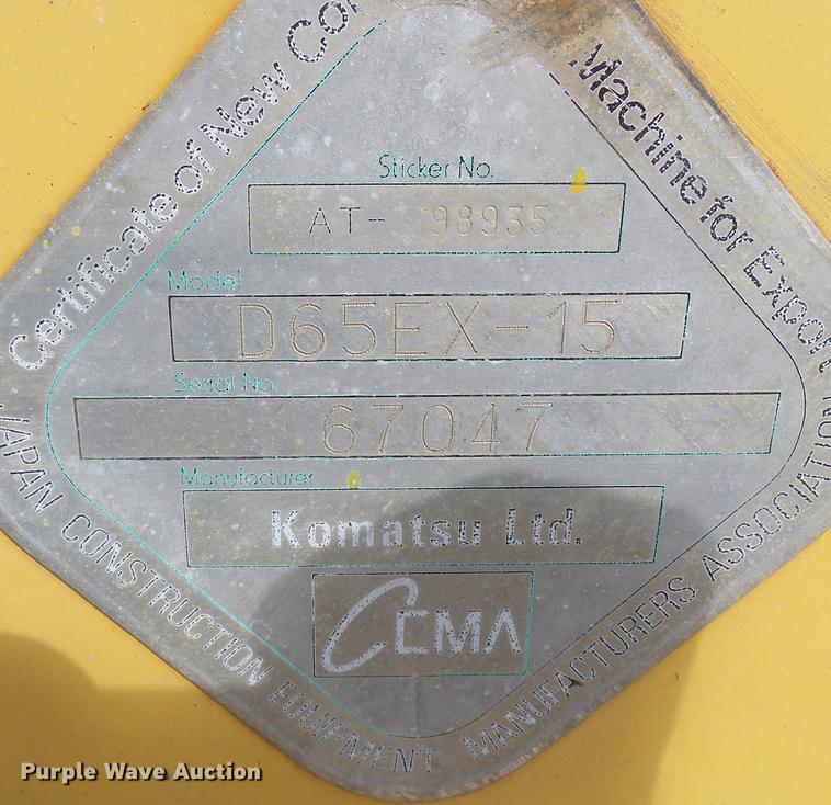 image for item DB7189 2003 Komatsu D65EX-15 dozer
