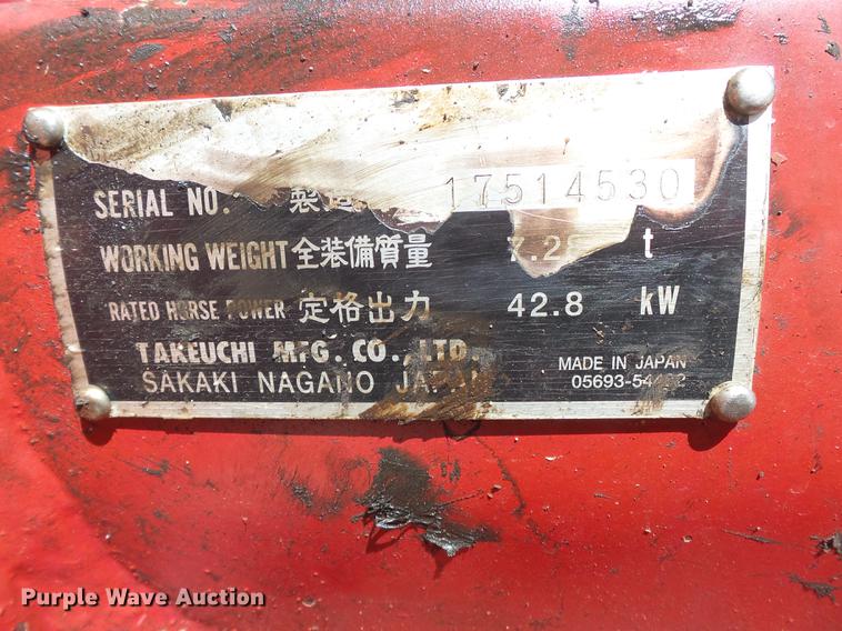 image for item DB7192 2006 Takeuchi TB175 mini excavator