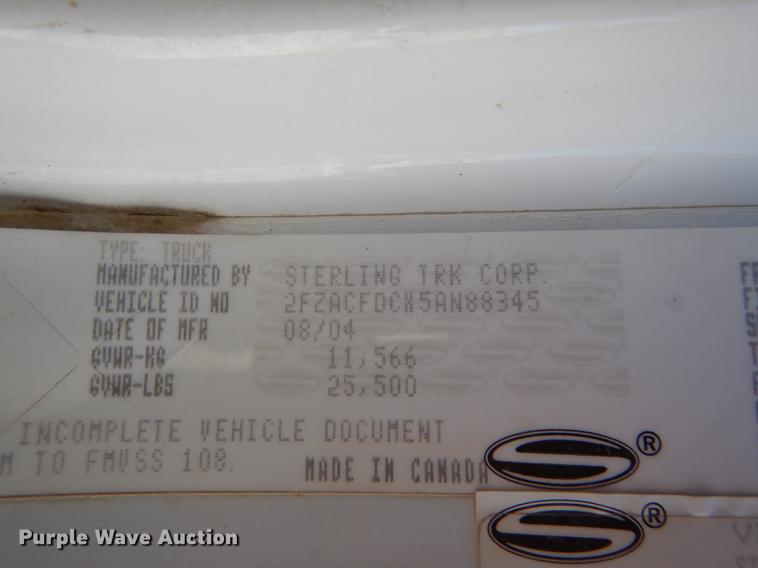 image for item DC0307 2005 Sterling Acterra bucket truck