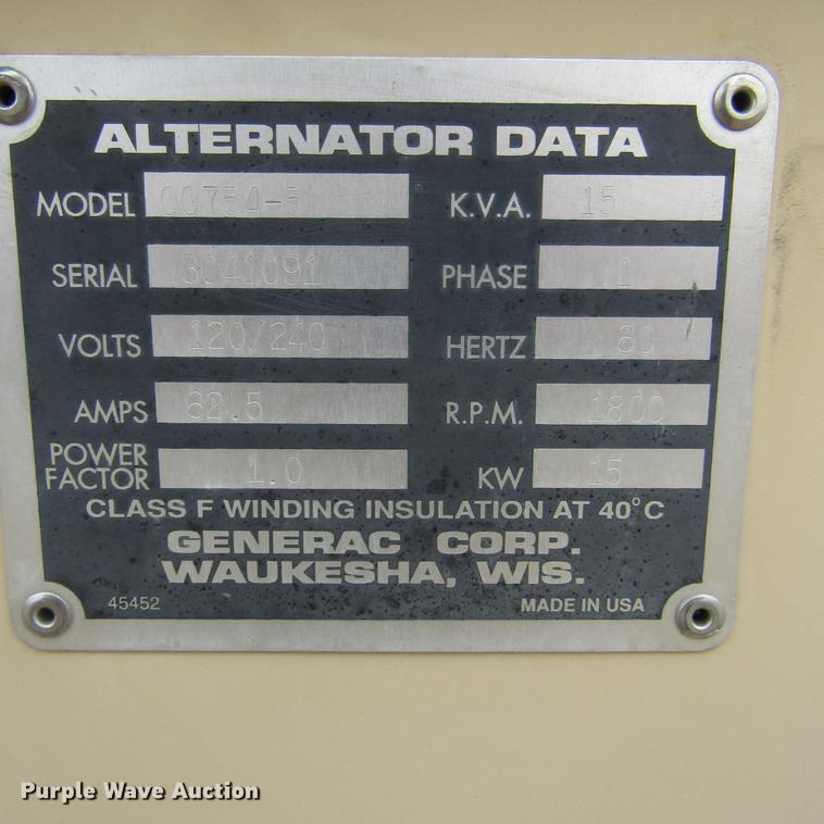 image for item DD2735 1998 Generac 00754-5 generator