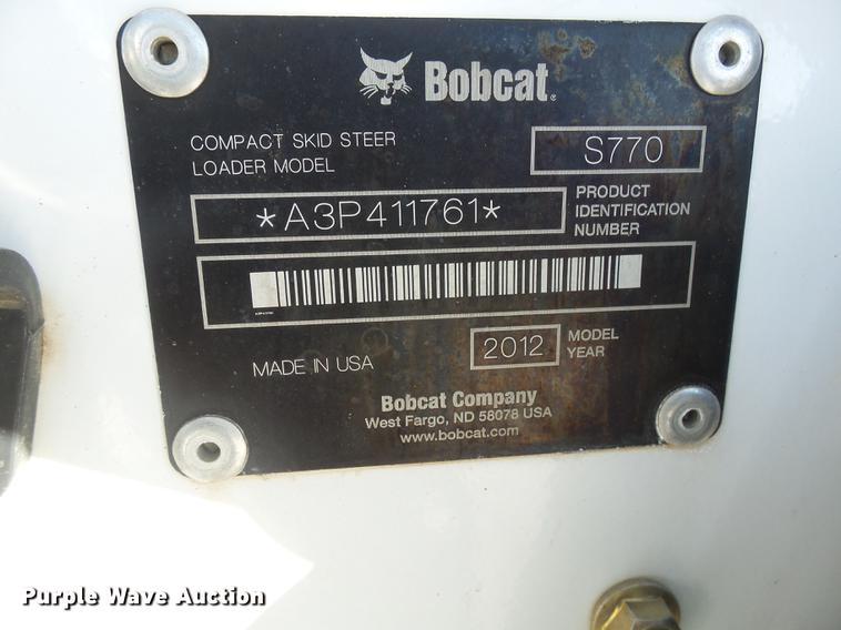 image for item DX9047 2012 Bobcat S770 skid steer