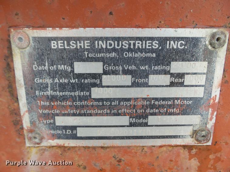 image for item DZ9260 2000 Belshe T-18-3EP equipment trailer
