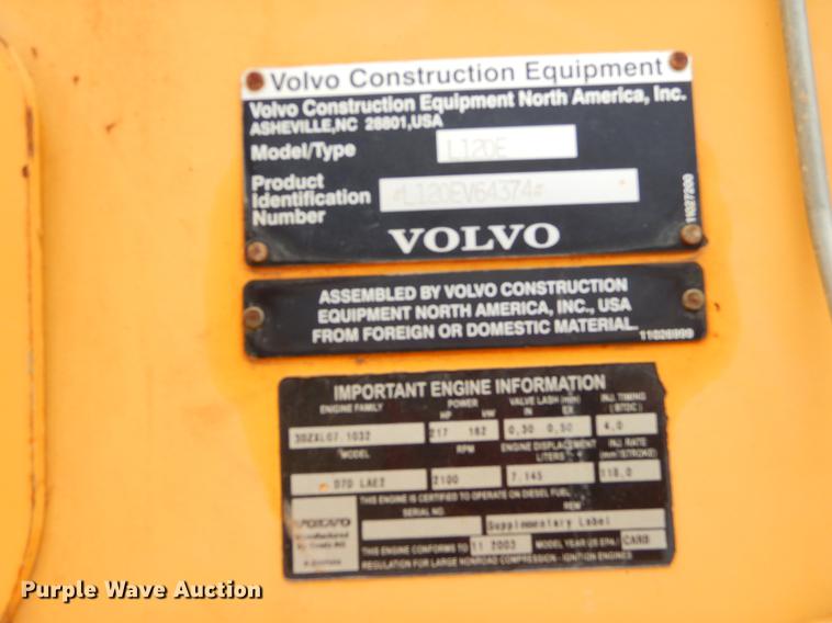 image for item EC9451 2004 Volvo L120E wheel loader