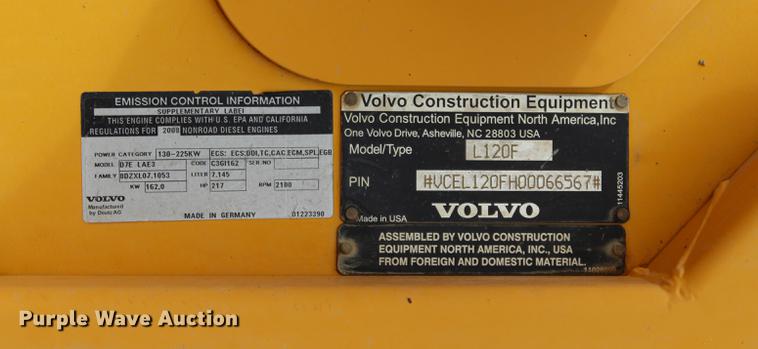 image for item L1916 2008 Volvo L120E wheel loader