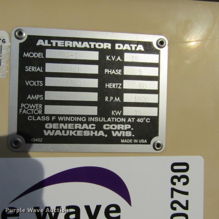 image for item DD2730 1998 Generac 00754-1 generator
