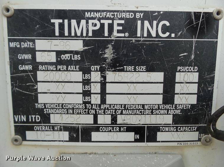 image for item L5666 1997 Timpte walking floor trailer